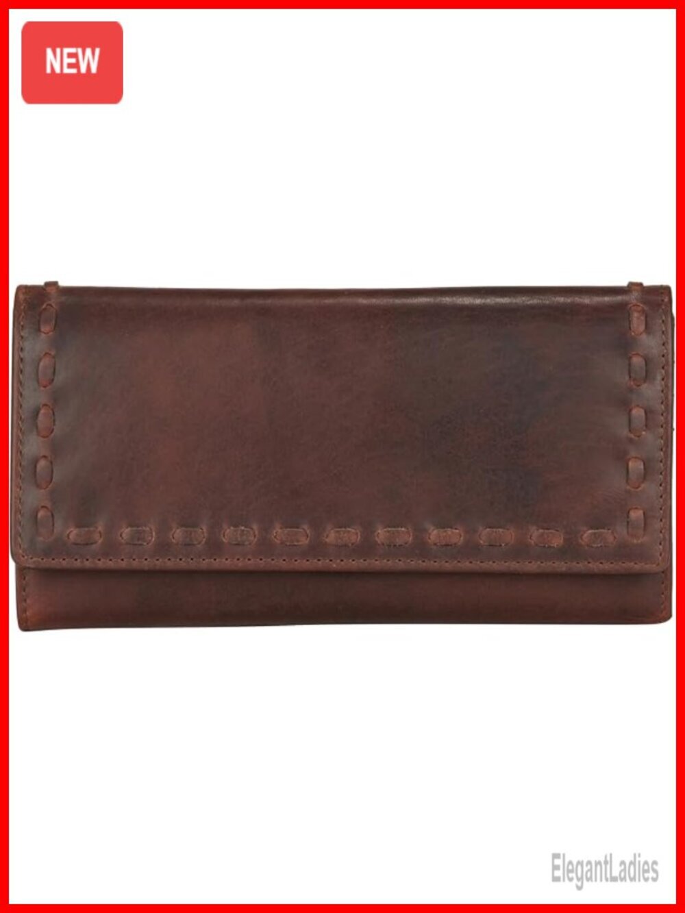 RFID Leather Laced Tri-Fold Wallet with 8 Card Slots